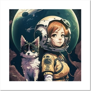 Girl & Dog in Space Fantastic Japanese Anime Retro 80s Posters and Art